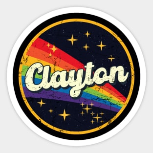 Clayton // Rainbow In Space Vintage Grunge-Style Sticker